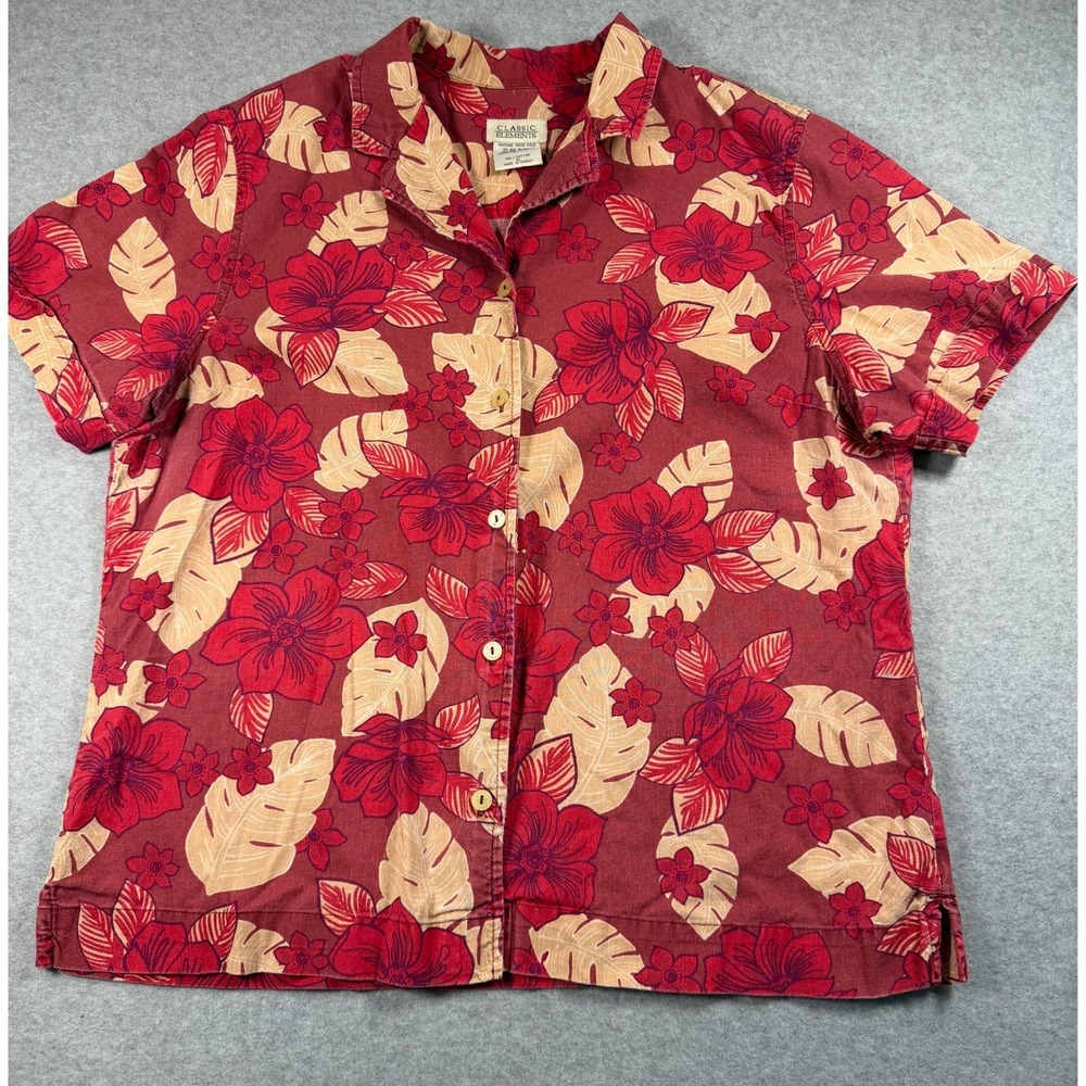 VINTAGE Women's 100%‎ Cotton Hawaiian Short Sleeve Button Shirt - XL SKU 208